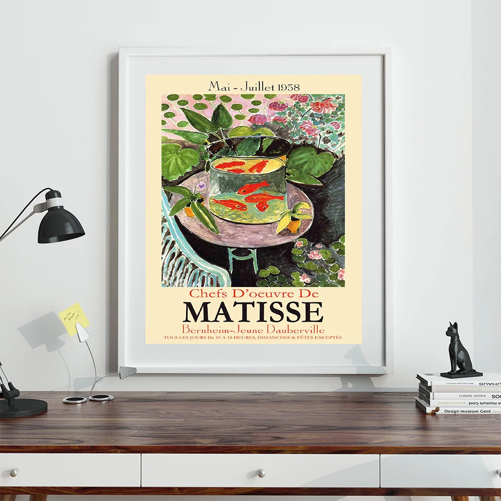 Matisse-Udstillingen Plakat Abstrakte Farverige Fisk tank Wall Art Print-Kanvas at Male Billeder Til stuen Unikke Home Decor 1