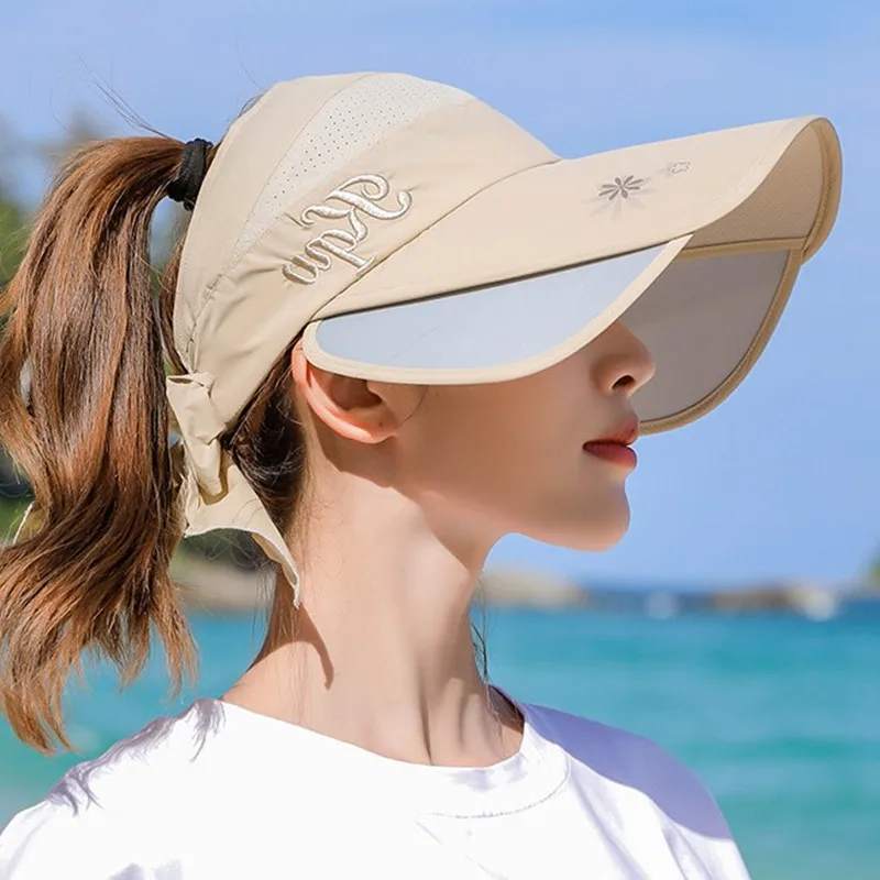 XdanqinX solskærm Udtrækkelig Kvinders solhatte Sommeren Nye Damer Tom Top Hat Anti-UV Overdimensionerede solskærm Stranden Hatte Til Kvinder 1