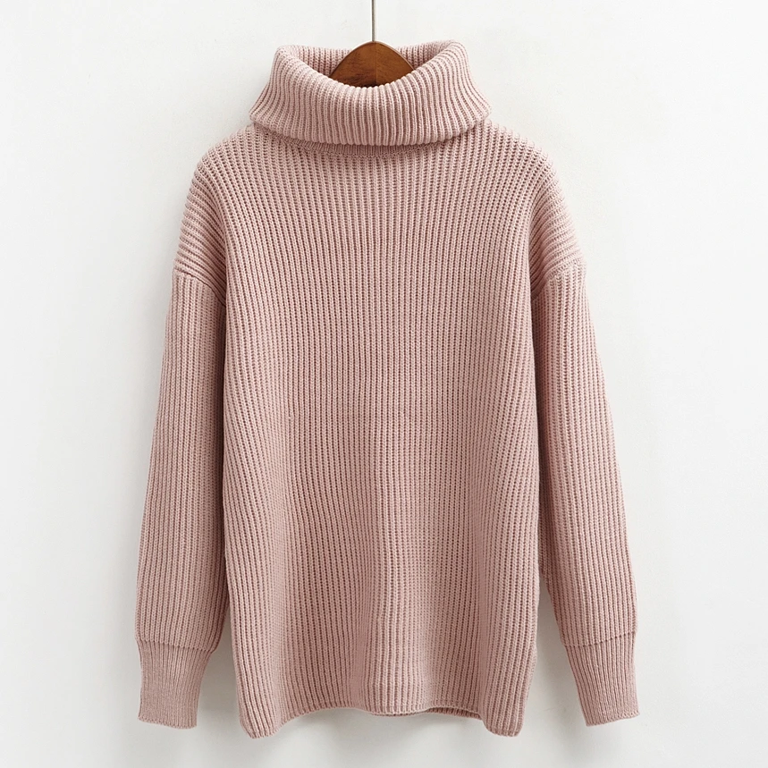 Koreanere efteråret 2021 kvinder trøjer og pullovers harajuku vinterfrakke søde BF rullekrave strikket pullover jul sweater kvinder 1