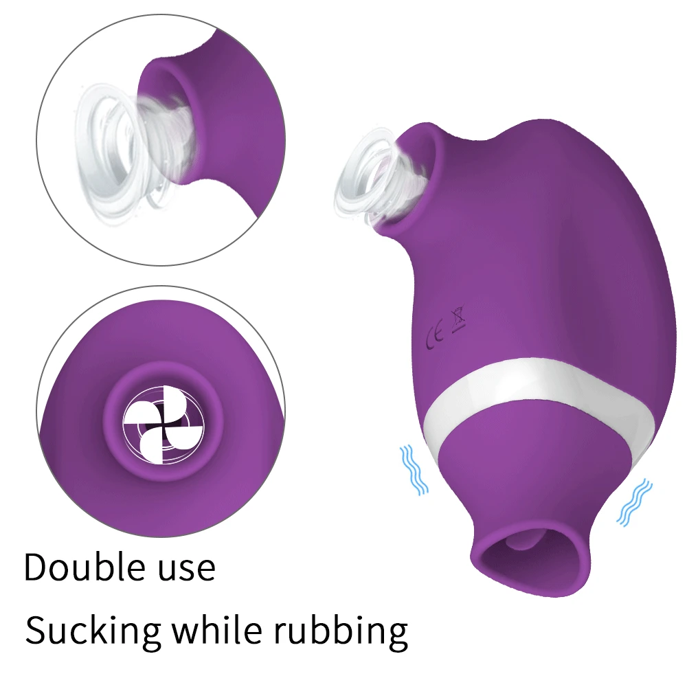 2-i-1 Sugende Vibrator G spot Stimulation Tunge Vibratorer Silikone Bryst Nipple Sucker Klitoris Slikning Vibrator Oral Sex Toy 1