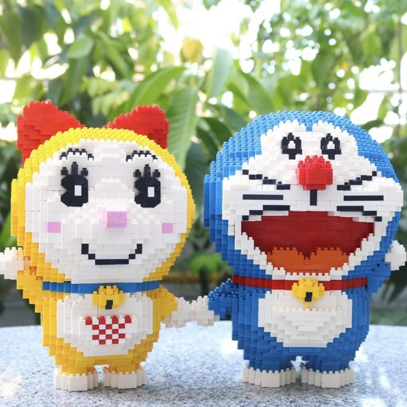 Skaberen Dukke Mini Diamant Partikler Dorami Doraemon Blå Fat Man Miniblocks Skaberen byggesten Søde BrickHeadz Legetøj For børn 1