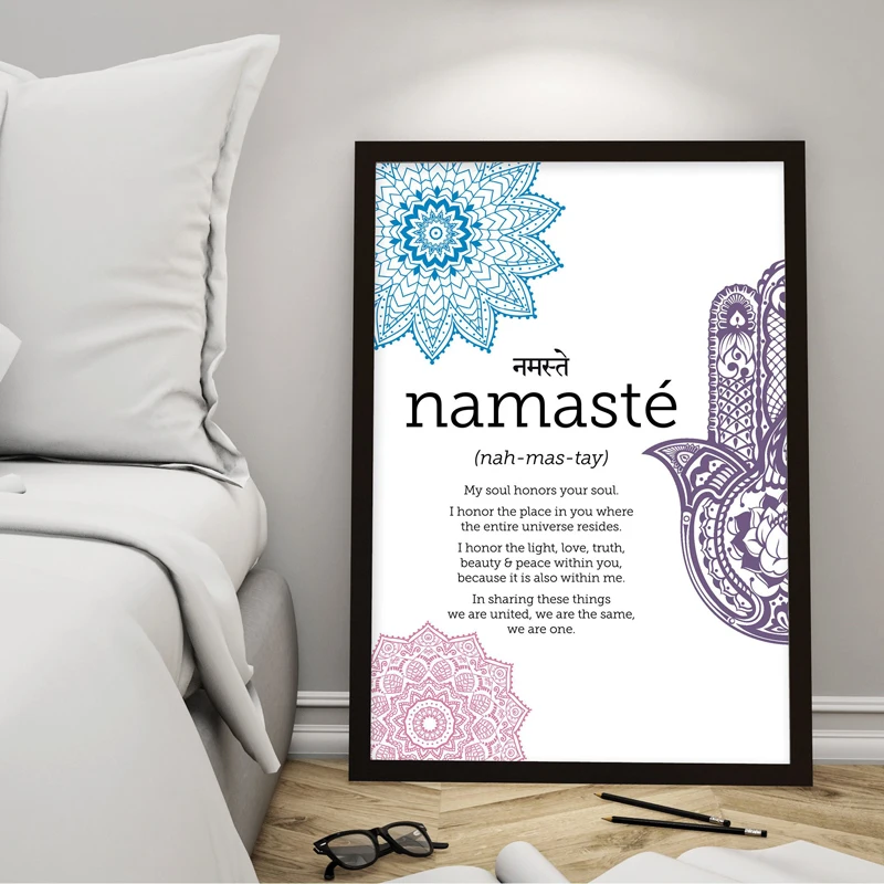 Namaste Definition Print Namaste Plakat Zen Yoga Lærred Maleri Yoga Væg Kunst, Meditation Printab til boligindretning 1