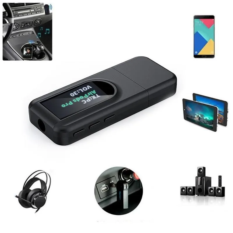 DISOUR Bluetooth-5.0 Audio Receiver Transmitter Med OLED-Skærm Til TV, PC bilsættet USB-3,5 MM AUX Stereo Trådløse Adapter Dongle 1