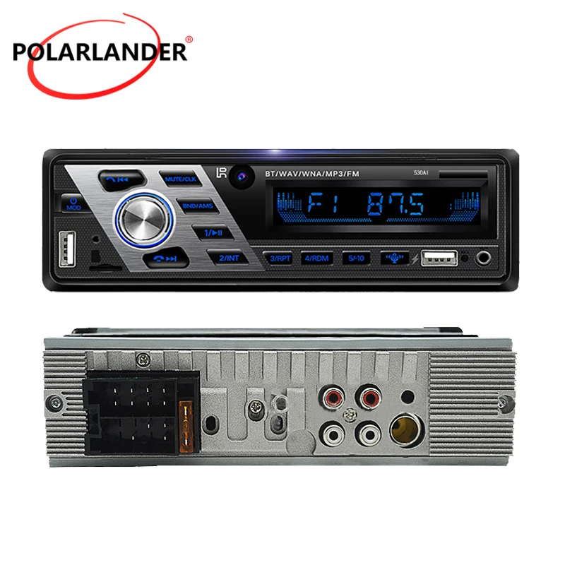 Bilradio, MP3-Afspiller, Bluetooth Afspilning af FM-1din Blændende Farverige med Fjernbetjening 530AI U Disk TF AUX OLED-12V 1
