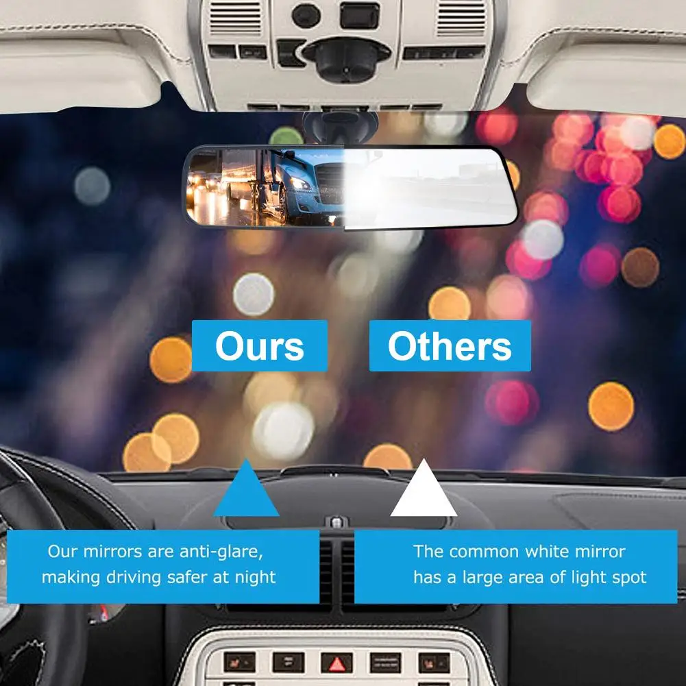 Anti-refleks Rear View Mirror, Universal Bil Lastbil Indvendigt bakspejl Anti Glare sugekop Blå Spejl 1