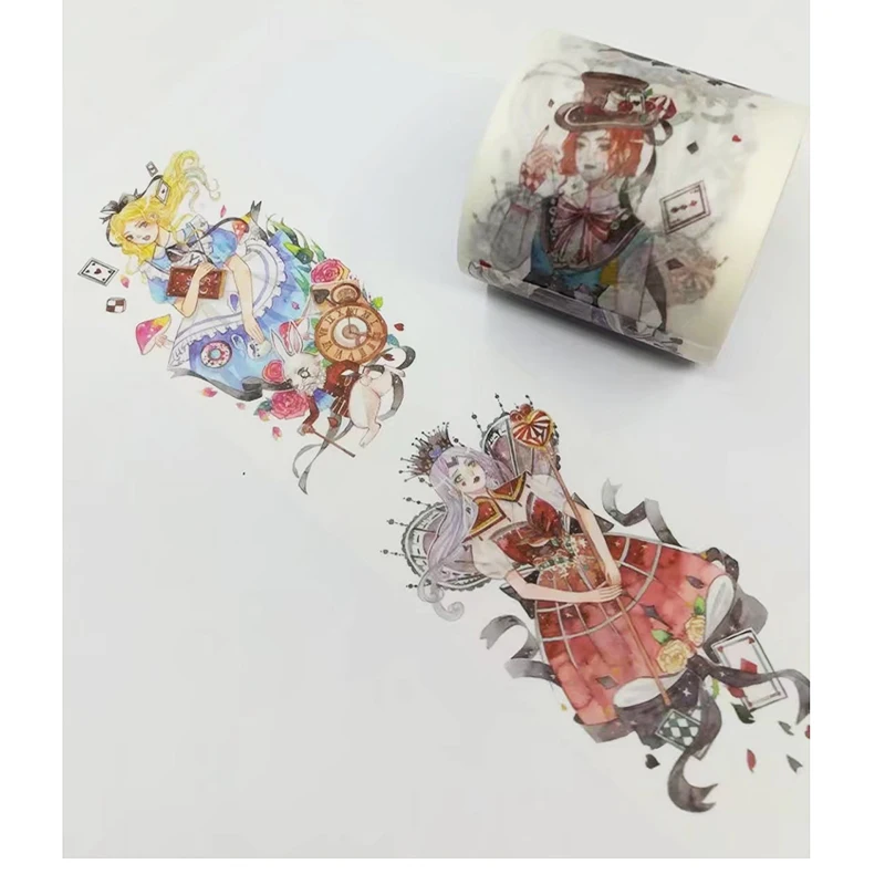 Alideco 10 stk DIY Papir Japansk Washi Masking Tape Planet Alice Kat Hunde Dekoration klæbebånd til Scrapbooking klistermærker 5m 1