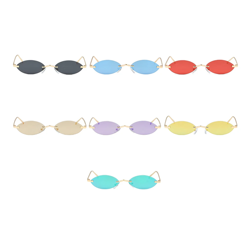 Peekaboo vintage små ovale solbriller kvinder uindfattede 2019 mini retro solbriller til mænd spejl uv400 guld metal blå rød 1