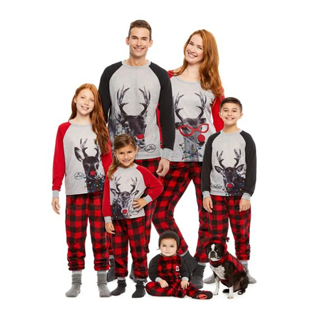 Familie Jul Pyjamas Sæt Tøj Familie Xmas Voksne Børn Baby Pyjamas sæt Familie Ser Matchende Tøj Nattøj 1