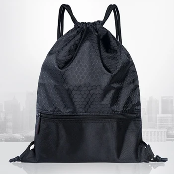 2Pcs Outdoor Ultralight Backpack Football Basketball Drawstring Bags with Zipper Pocket for Teens Men Women Gym Sports 3