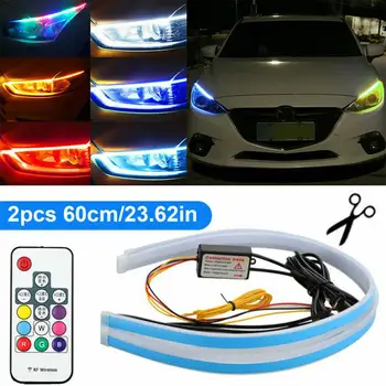 2STK Bil LED Lys Stribe APP Control Kørelys Fleksibel LED Vandtæt Lampe Bånd Bånd RGB 4