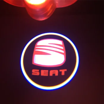 2stk Bil Velkommen Lys For Seat Logo LED-Panel Lys Laser Projektor Lyser Signal Lampe Til Seat ibiza, 6L cordoba toledo 1M Leon 1