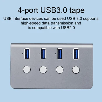 3.0 USB-4-Port-High-Speed HUB Aluminium Legering Uafhængige Skift-Knappen Hub Computer Splitter Udvidelse Dock 4