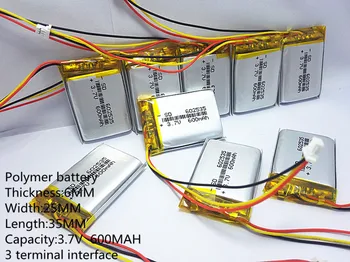 3,7 V 600mAh Genopladeligt li-Polymer Li-ion Batteri Til hovedtelefoner fartskriver MODEL 582535 SP5 mp3-mp4, GPS 602535 062535 2