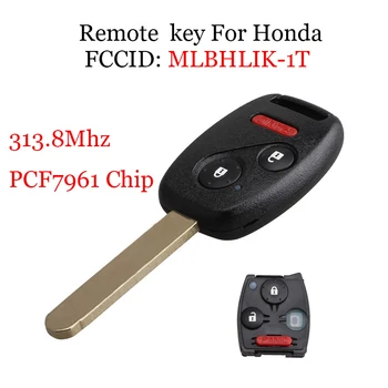 313.8 Mhz 2+1 Panik-Knappen Fjernbetjeningen for Honda CRV CR-V Passe Indsigt 2007-2013 for Honda MLBHLIK-1T Transponder Chip PCF7961 1