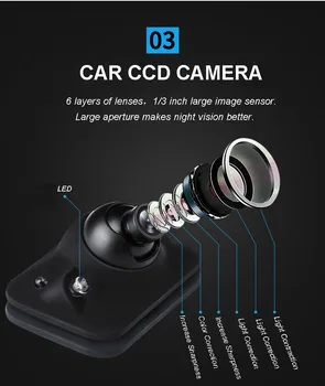 360 View Bil Kamera, 4-Vejs Kameraer Parkering System Til surround Venstre / Højre Side Foran Night Vision Kamera med 7 Tommer HD Bil Skærm 1