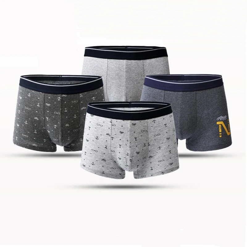 4stk/Masse Mænd Undertøj af Bomuld Boxer Shorts Print Underbukser Komfortable, Åndbar Mandlige Kuffert U Konveks Trusser 2