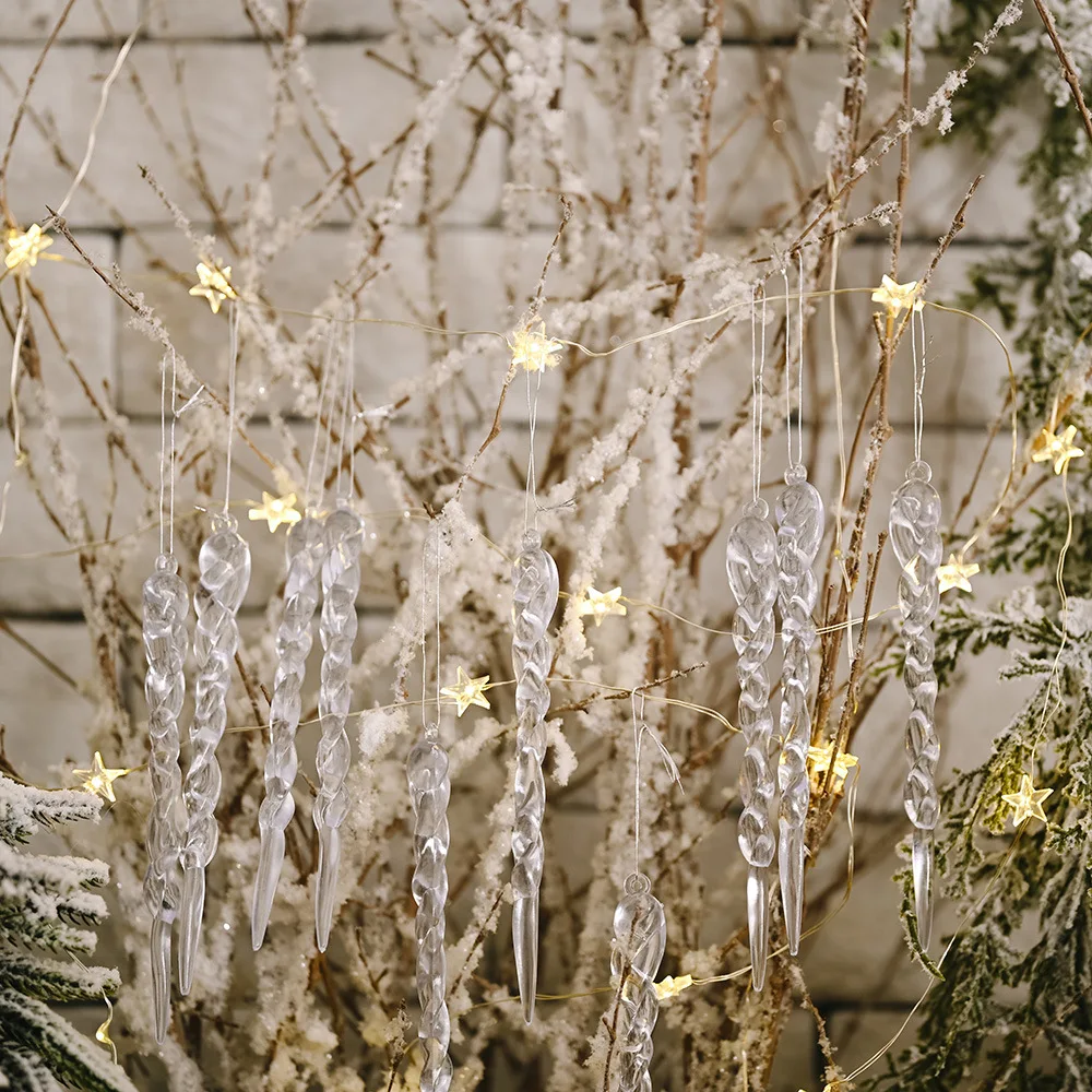 12pcs 13cm nye julepynt kreative gennemsigtig icicle vedhæng Christmas tree dekoration tråd vedhæng i hjemmet indretning 2