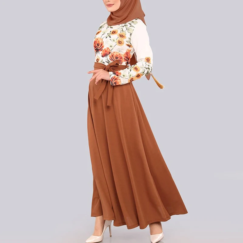 OTEN 2020 Abayas Muslimske Kjole Til Kvinder Afslappet og Elegant Patchwork Print Mænds Kimono Islamiske Kvindelige Robe Plus Size Kjoler Lange 2