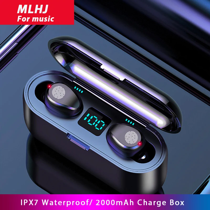 MLHJ F9 Trådløse Hovedtelefoner til en Bluetooth-5.0 Øretelefon TWS HIFI Mini-I-øret-Sport, der Kører Headset Støtte iOS Android-Telefon HD-Opkald 2