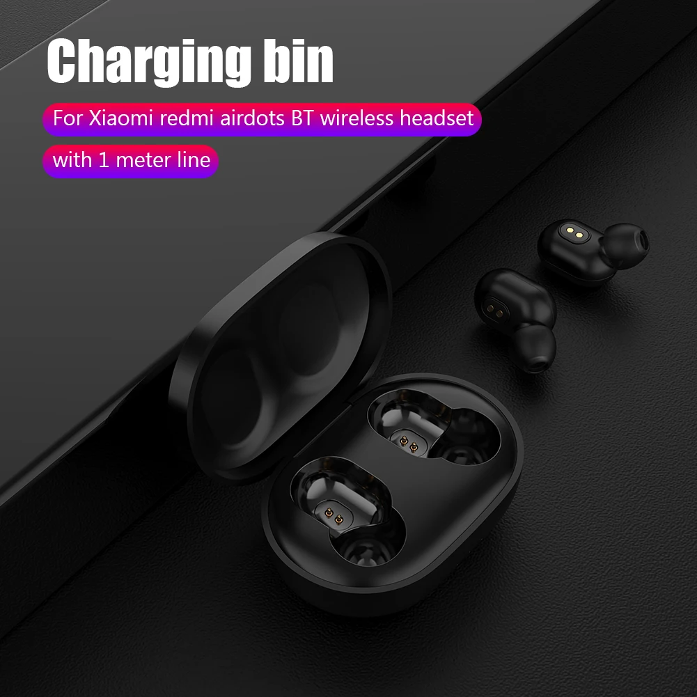 Trådløse Hovedtelefoner Opladning Max 300mAh 5V Oplader Tilfældet med 1m USB-Kabel til Xiaomi Redmi AirDots TWS Øretelefoner, Hovedtelefoner Ny 2