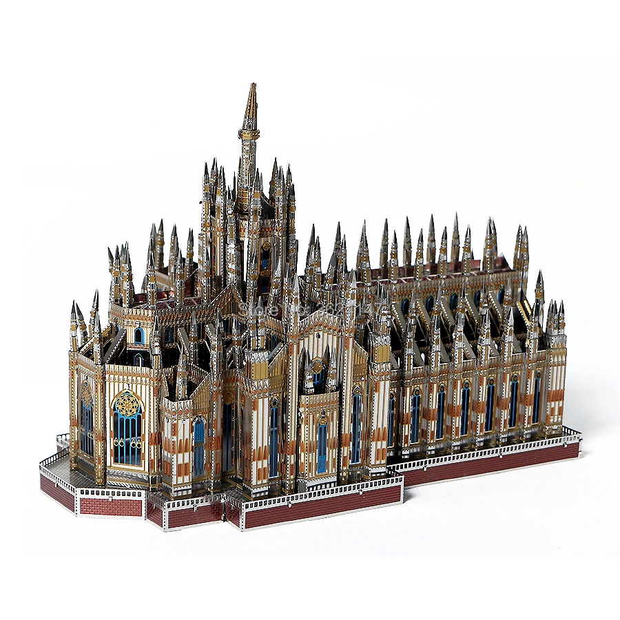 Italien Duomo di Milano Verdens Store Arkitekturer 3D Puslespil Metal Model Kits, 255 Stykker,DIY 3D Laser Cut Bygning Puslespil Legetøj 2