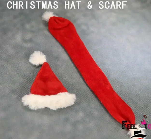 Mnotht 1/6 Skala Rød Jul Plys Hat Med tørklæde for 12v Kvindelige Soldat Phicen JIAOUL Action Figur Toy Hobbyer 2