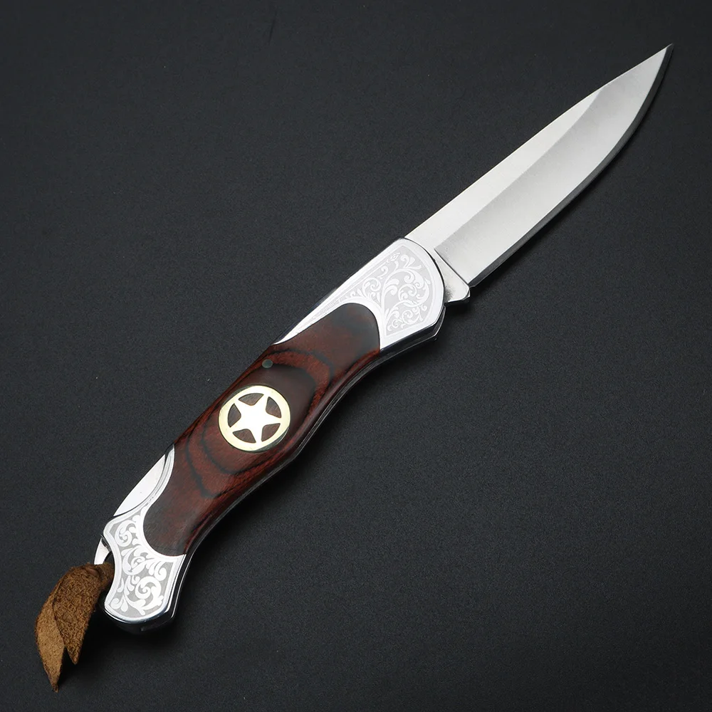 XUANFENG Folde Kniv Kniv mini lommekniv Træ Håndtag Fiskeri EDC knive med en Kniv dæksel 2