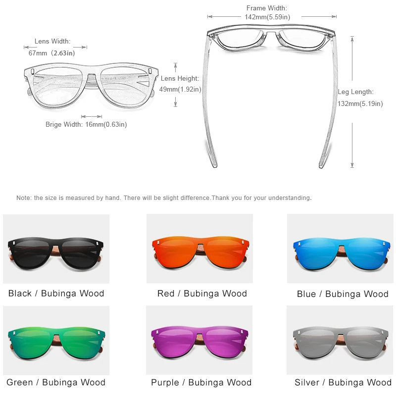 KINGSEVEN Patenteret Design, Bubinga Træ Vintage Solbriller Integreret Polariseret Mænds Naturlige Træ-Brillerne Tilbehør N5510 2