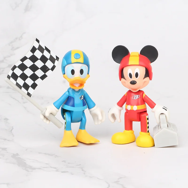 Disney Figurer Led Kan Bevæge sig Mickey Mouse, Minnie og Donald Duck Scene Racing Kage Dekoration Action Figurer, Legetøj til Fødselsdag 2