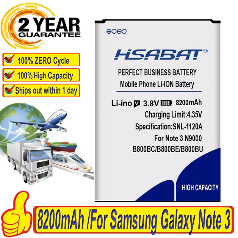 HSABAT 8200mAh B800BC B800BE Batteri til Samsung Galaxy Note 3 III note3 N9000 N9005 N900A N900 N9002 N9008 N9009 N9006 N9008S 2