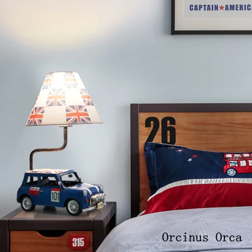 Britisk stil vintage bil bordlampe dreng soveværelse børneværelse lampe Amerikanske kreativ farve tegnefilm bil bordlampe 2