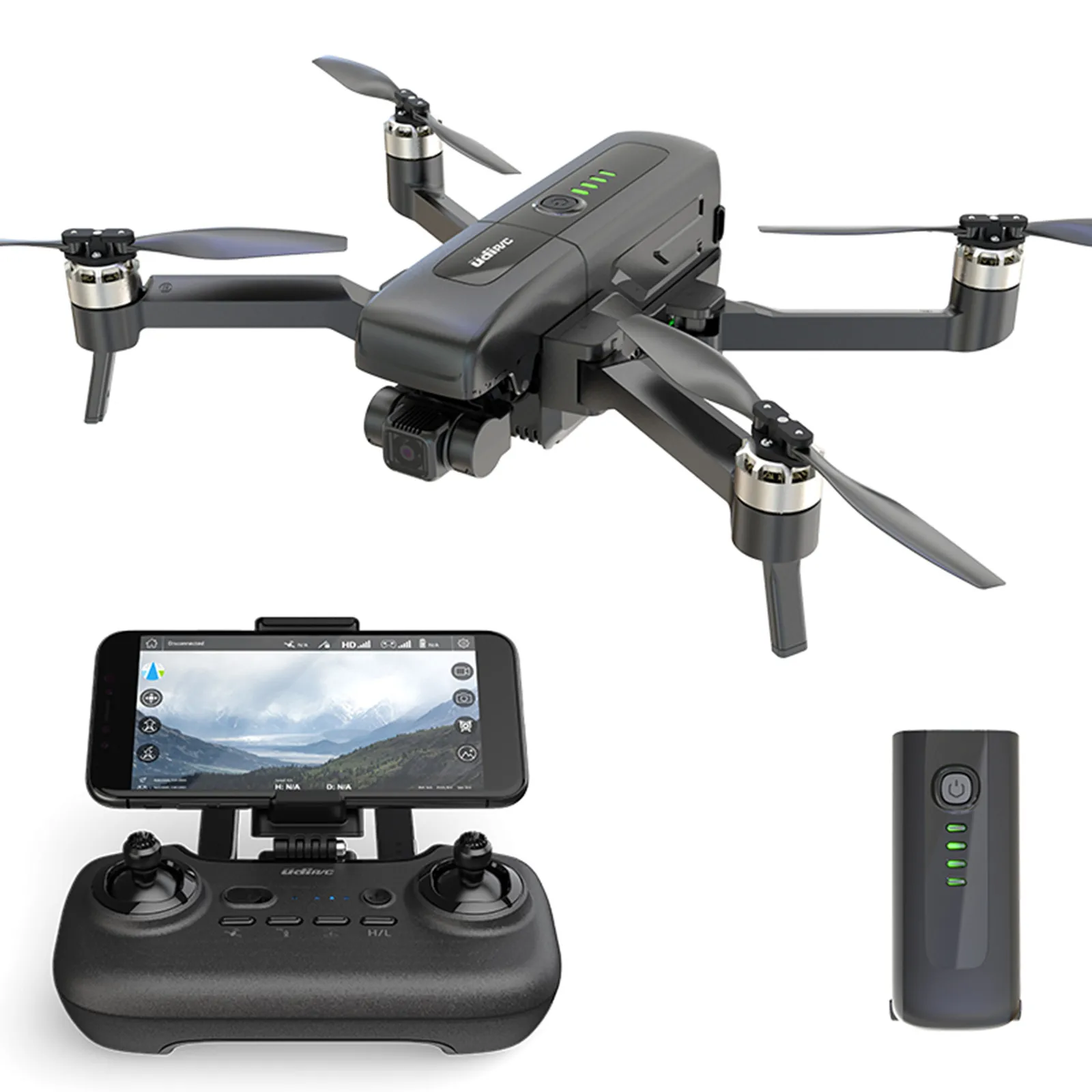 UDIRC 4K Børsteløs RC GPS-Drone-GPS (Assisted Intelligent Flyvning Quadcopter, 5G FPV transmission 90°justerbar linse RC Drone 2