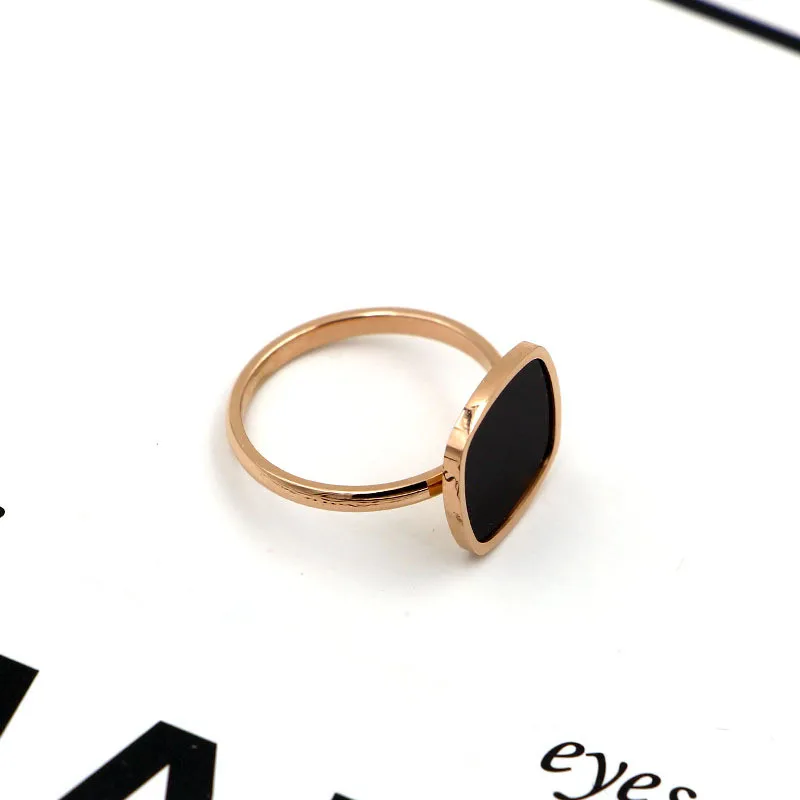 Rustfrit stål ringe til kvinder aneis feminino, geometriske firkantede sorte ring mode smykker acero inoxidable joyeria anillos 2