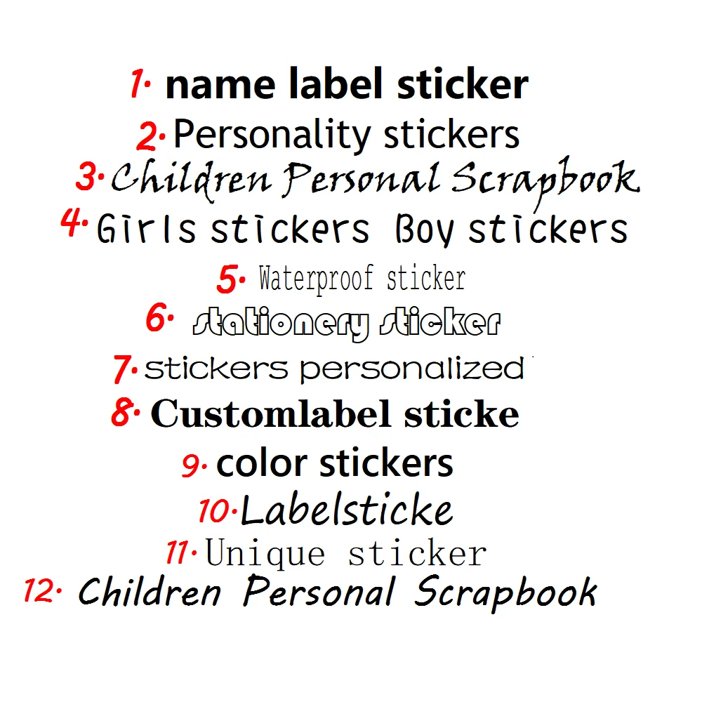 Udskiftelige farve Tag Mærkaten Tilpasse Klistermærker Vandtæt Personlig Etiketter Børn Skolens Brevpapir vandflaske Blyant 2