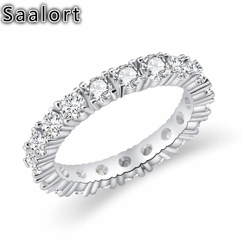 Kvindelige Enkelt Række Fuld Cubic Zircon Ring Delikat Ægteskab Engagement Forslag Charme Finger Smykker for Kæreste 2