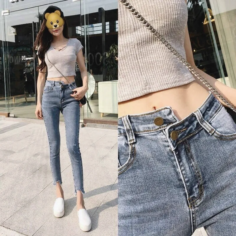 Fa301 2019 nye efterår og vinter kvinder mode afslappet Denim Bukser, kvinders jeans højtaljede jeans, tynde 2