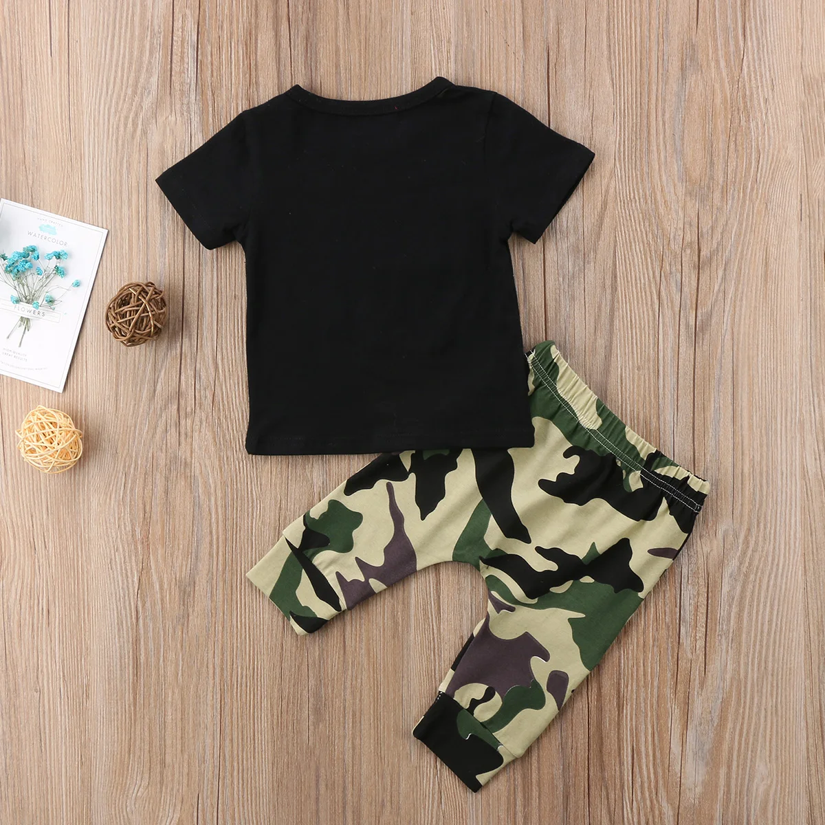 Nyfødte spædbarn Kids Baby Pige Dreng T-shirt, Toppe+ Camouflage bukser Bukser 2PC Tøj Tøj 2
