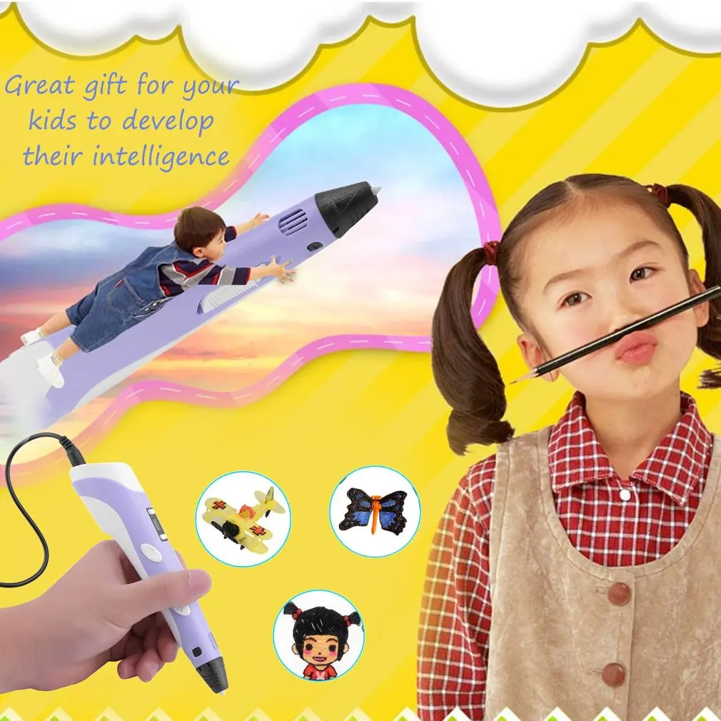 Børns Tegning Magic 3D-Printer, Pen Sæt LCD-Display, 3D-Tegning Pen Med Stærke Fibre Fødselsdagsgave Gave Til Børn 2