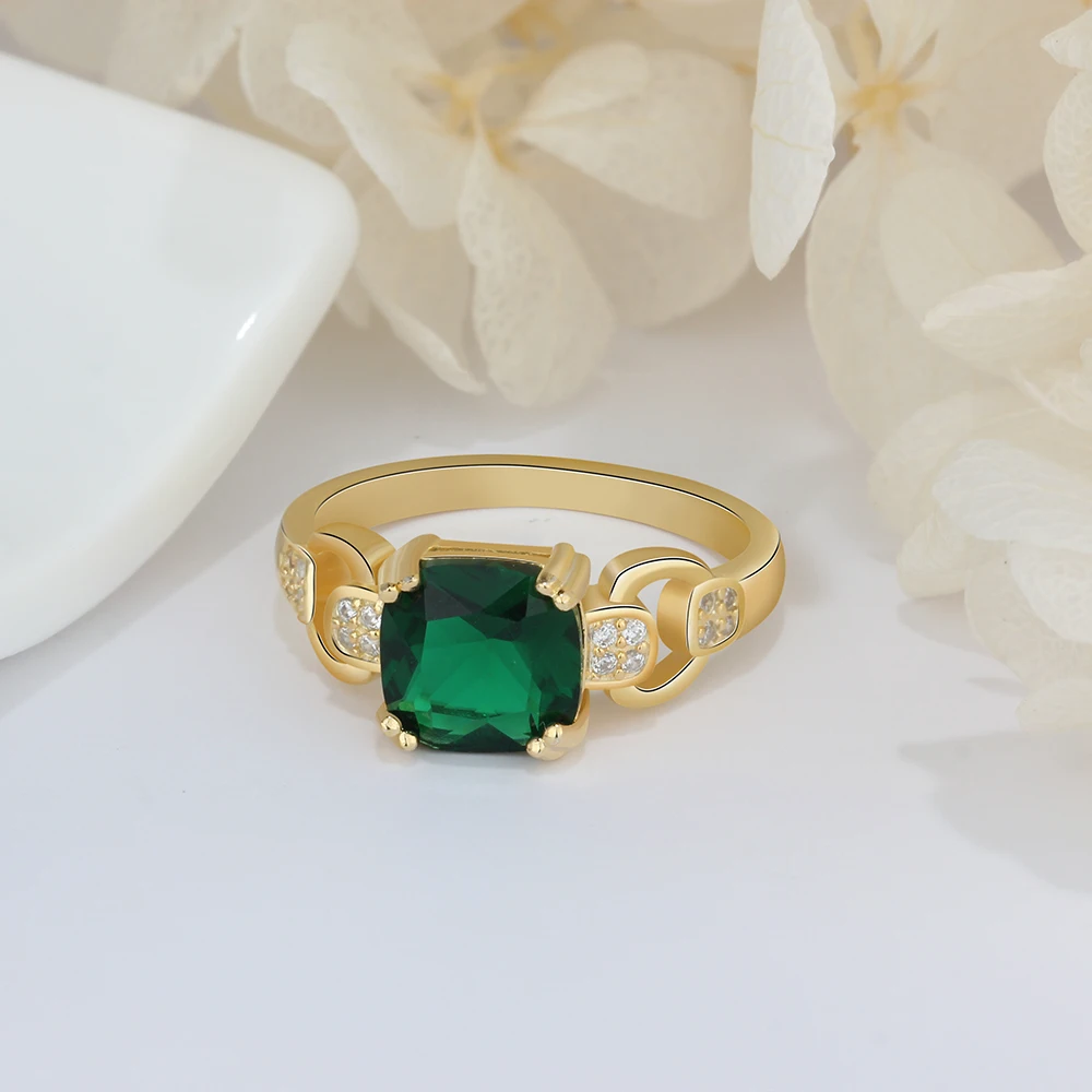 Fashion Green Square Cubic Zirconia Ringe til Kvinder Vintage Kvindelige Ring Smykker til Kvinder, Damer 2