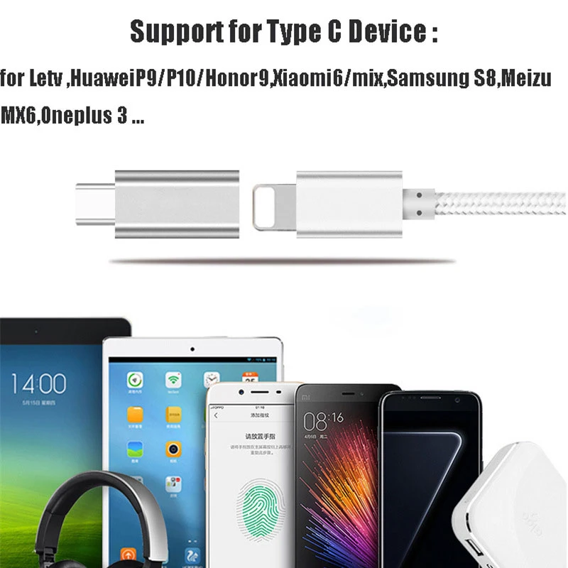 USB-C OTG Type C Til 8 Pin Adapter Mini Legering Converter Opladning Type-C Lightning Stik Til iPhone Huawei P30 Xiaomi Phone 2
