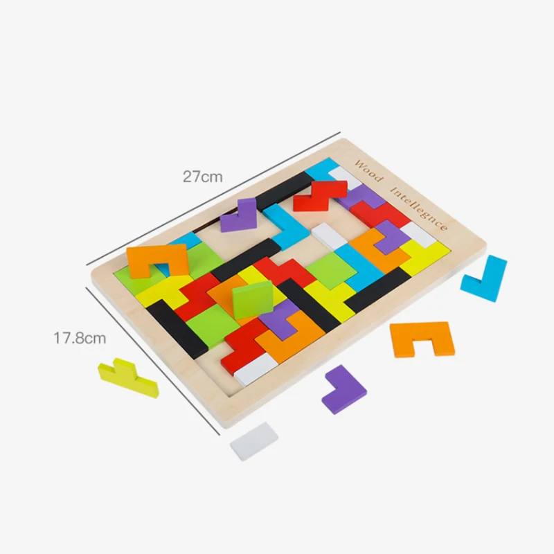 Farve Farverige 3D-Puslespil i Træ Tangram Legetøj Spil Forælder-barn Interaktive Tidlig Pædagogisk Fødselsdag Gaver Til Drenge Og Pige 2