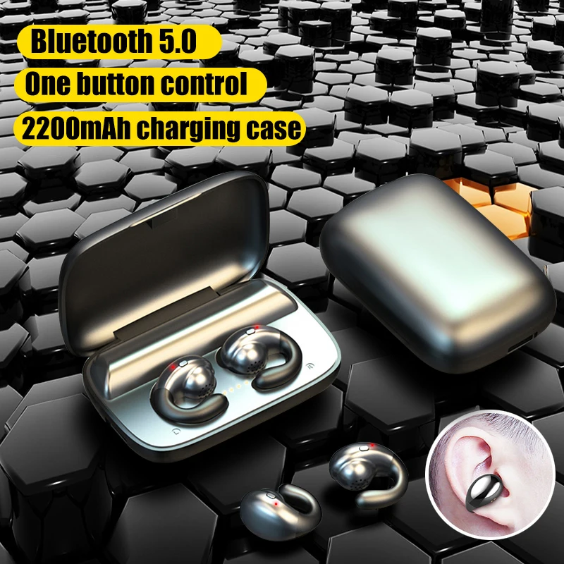 S19 Trådløse Hovedtelefoner Bluetooth-v5.0 Hovedtelefon med 2200mAh Opladning Tilfælde Bærbare Sport Musik Ørestykker 2