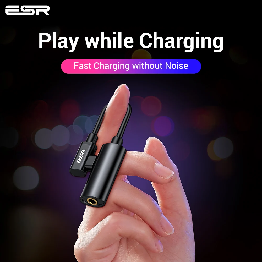 ESR USB-C DAC-Adapter 2 i 1 Type C til 3,5 Hovedtelefoner Audio Adapter Type-c til Hovedtelefon 3 mm Jack AUX usb-c 3,5 For Samsung usbc 3 5 2