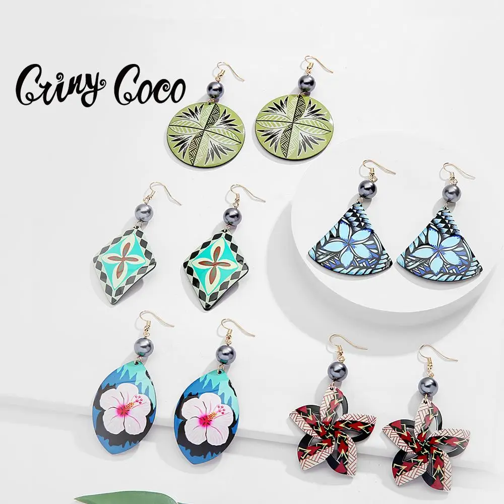 Cring Coco Blomst Øreringe Mode Hawaii Akryl Plumeria Stjerne Smykker Oprindelige Design Harpiks Drop Dinglende Øreringe til Kvinder 2