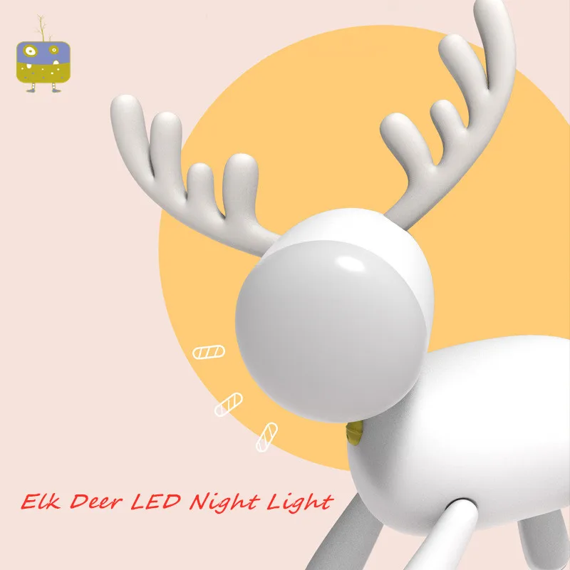 Hjorte, Elge Nat Lys Roterende Hale Justerbar Timing USB-Lampe Kids Soveværelse Indretning Flerfarvet Lys Intelligent Lys Atmosfære 2