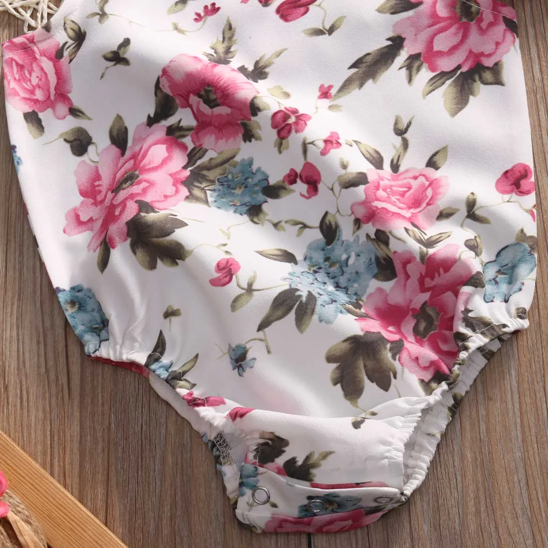 Sommeren Nyfødte Spædbarn Baby Girl Blomster Dukke krave Romper Buksedragt +Pandebånd Udstyr Sunsuit Tøj 2