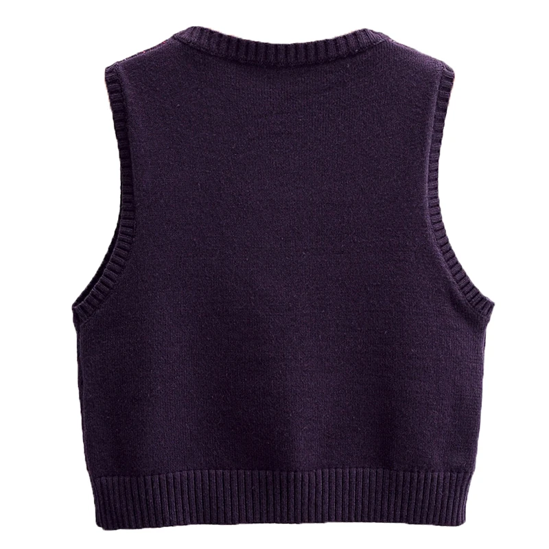 ArtSu Plaid Tank Sweater Kvinder Preppy Stil Afslappet Ærmer Strikket Afgrøde Top Jumper Vintage Mini-Vest Efterår Mode VE28079 2