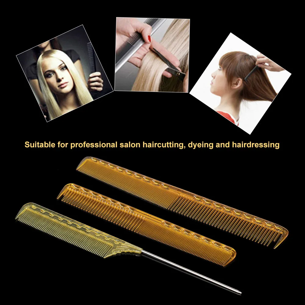 3Pcs Salon Hair Combs Cuspidal Design Frisør Hair Skæring Kam Plast Opskæring Hår Børste Frisør-Frisør Kamme 2