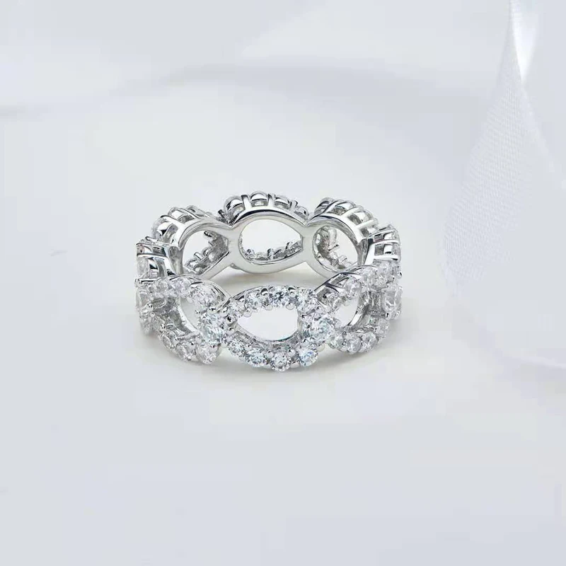 Knobspin 925 Sterling Sølv 2021 Nye Mode Hule Surround High Carbon Diamant For Kvinder ring Fine Smykker Wedding Party 2