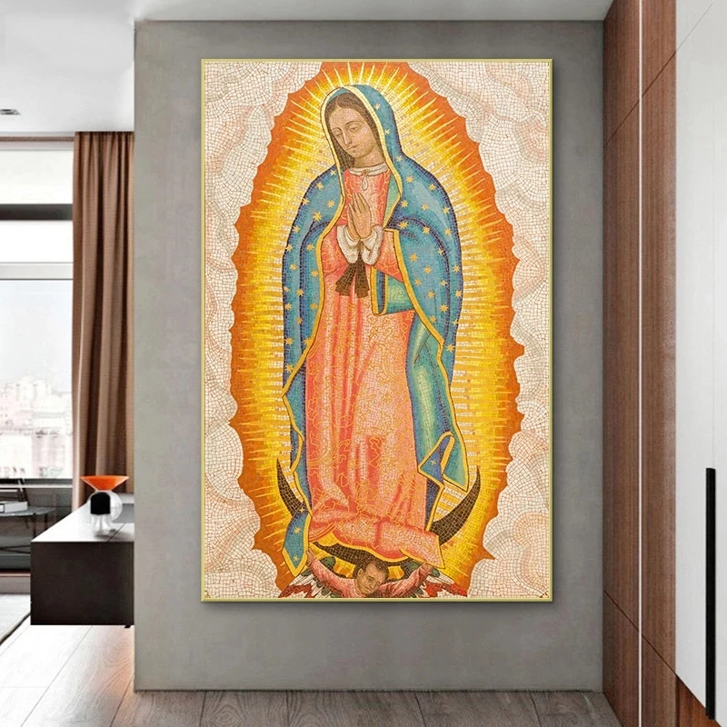 Velsignede Jomfru Maria Portræt Kristne Tradition Lærred Maleri Plakater og Billeder Religion Abstrakte Væg Kunst til Hjemmet Indretning 2